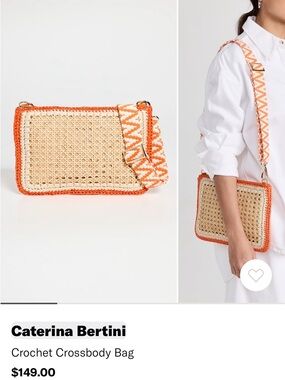 Caterina Bertini Orange-Trim Crochet Crossbody Bag